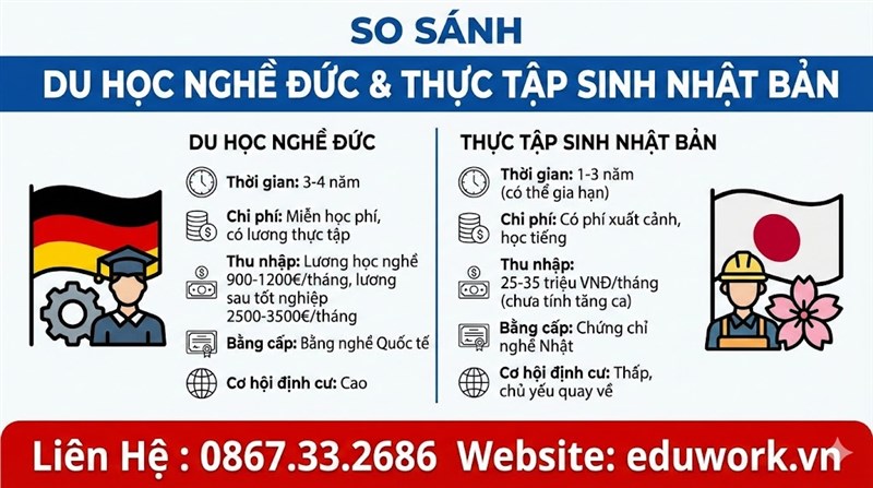 So Sánh Du Học Nghề Đức Và Thực Tập Sinh Nhật Bản Chọn Đi Đâu Năm 2026
